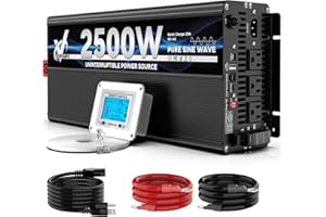 VIOPUMPO 2500 Watt Sump Pump Backup Battery System, Automatic Switching to Battery Inverter Power, Professional Backup System in Case of Power Failure, Pure Sine Wave Output Remote Controller with LCD Screen