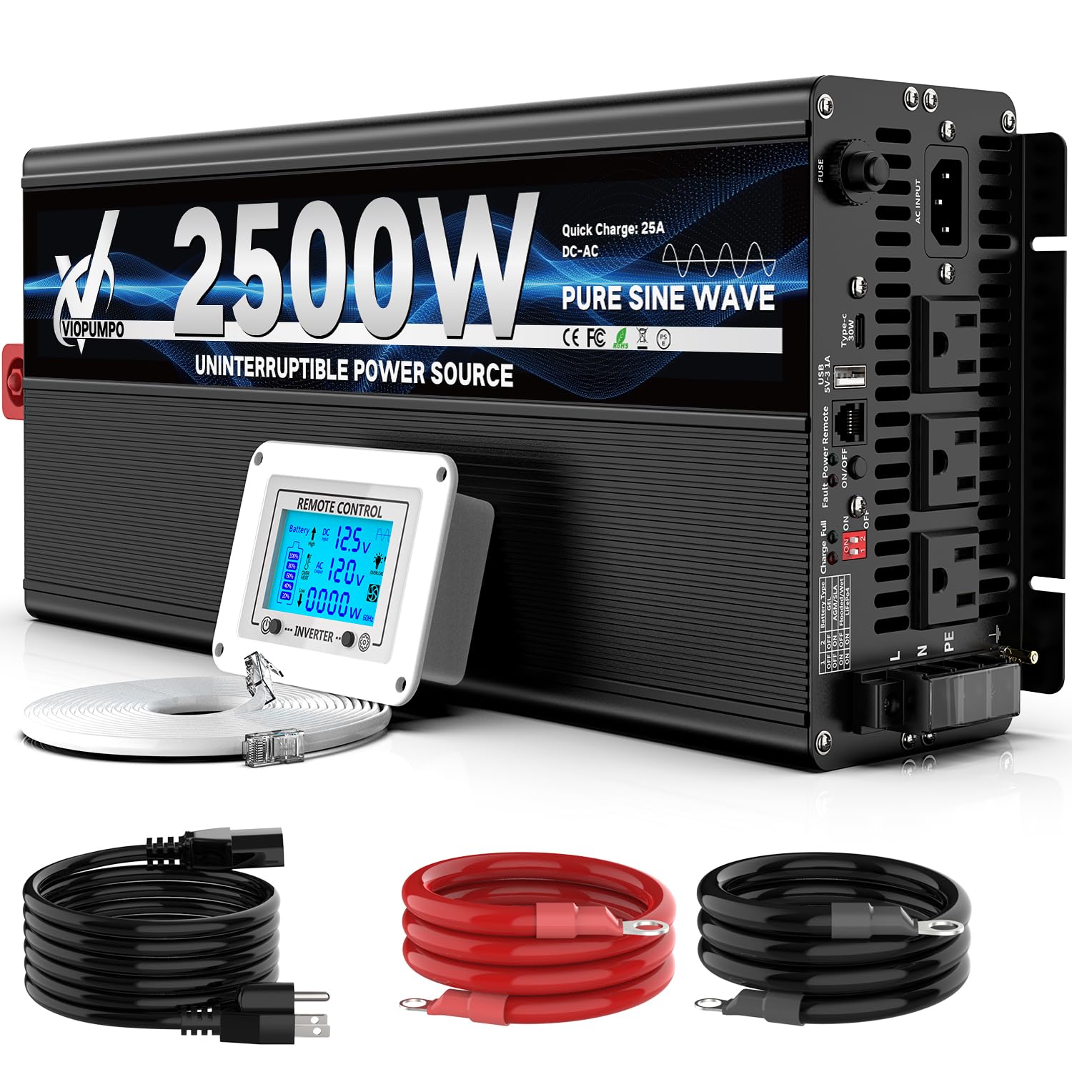 Photo 1 of 2500 Watt Sump Pump Backup Battery System, Automatic Switching to Battery Inverter Power, Professional Backup System in Case of Power Failure, Pure Sine Wave Output Remote Controller with LCD Screen