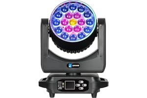 Big Dipper LED Moving Head Lights 19X15W Stage Lighting with Zoom/Wash/Beam Lights, RGBW Uplight Moving Head Light with RDM &