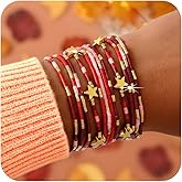 Bohxantium Gold Beaded Bracelets Stack for Women Stocking Stuffers 12PCS Boho Gold Plated Seed Beads Bracelet Stretch Star Stackable Accessories Jewelry Friendship Fall Christmas Gifts for Women