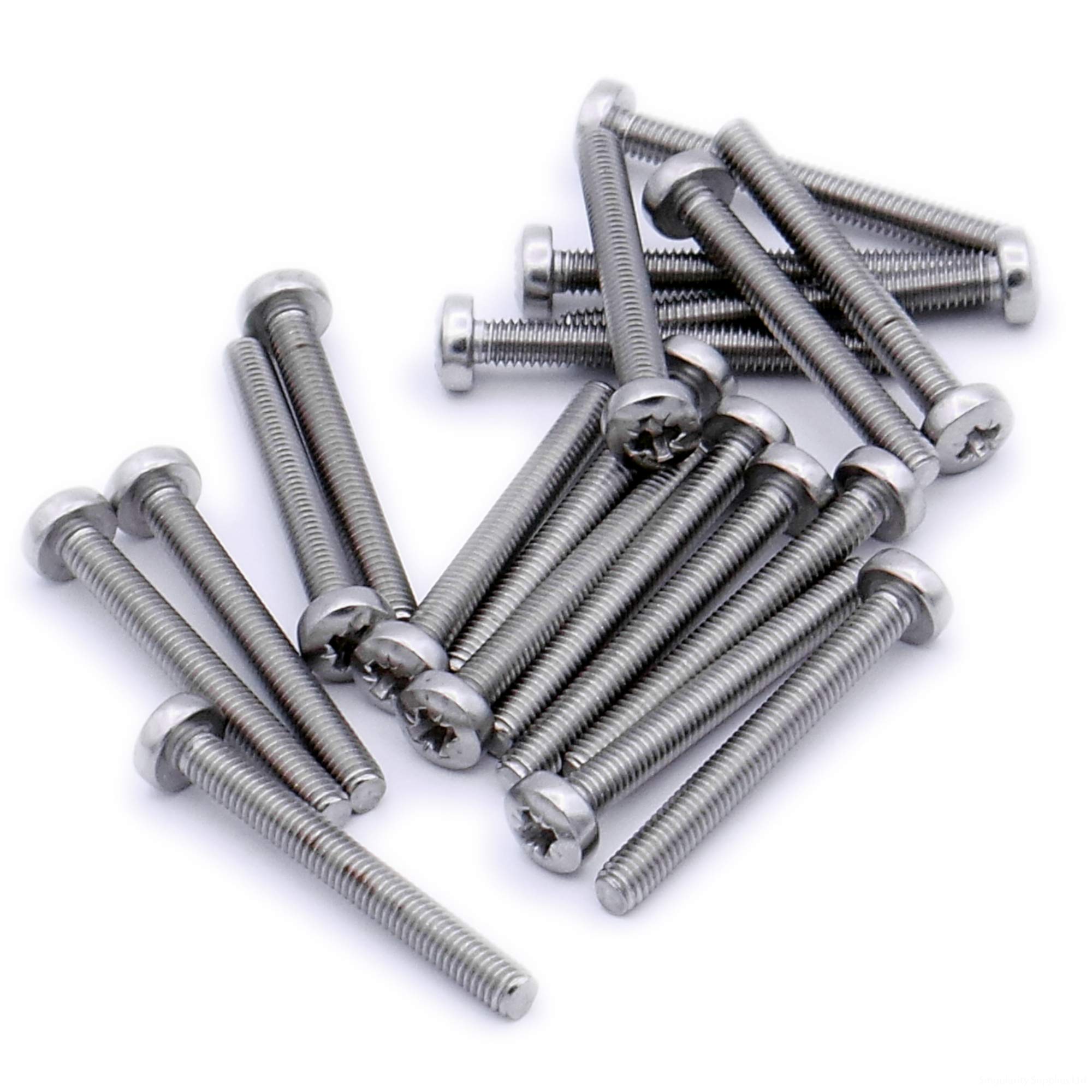 M4 (4mm x 4mm) Pozi Pan Machine Screw (Bolt) - Stainless Steel (A2) (Pack of 20) — image 1