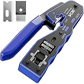 VCE RJ45 Crimper Pass Through, Ethernet Crimping Tool for Cat6 Cat7 Cat5 End Pass-Thru Connector, Support Stripping & Cutting