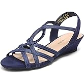 DREAM PAIRS Women's Strappy Wrapped Dressy Wedge Sandals Comfortable Low Heel Casual Summer Shoes