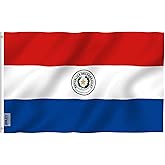 Anley Fly Breeze 3x5 Feet Paraguay Flag - Vivid Color and Fade Proof - Canvas Header and Double Stitched - Paraguayan Flags Polyester with Brass Grommets 3 X 5 Ft