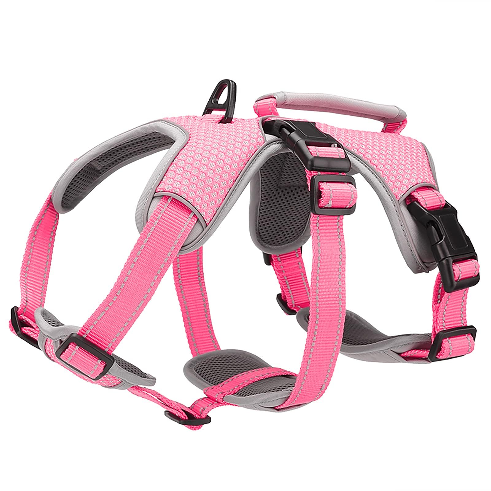 BELPRO Multi-Use Support Dog Harness, Escape Proof No Pull Reflective Adjustable Vest with Durable Handle, Dog Walking Harness for Big/Active Dogs (Pink, L)