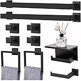 SearCook 10 Pieces Matte Black Bathroom Hardware Set, Towel Racks for Bathroom Wall Mounted, Stainless Steel 24 Inch Bath Towel Bar Set, Bathroom Hardware Accessories for Kitchen & Bath