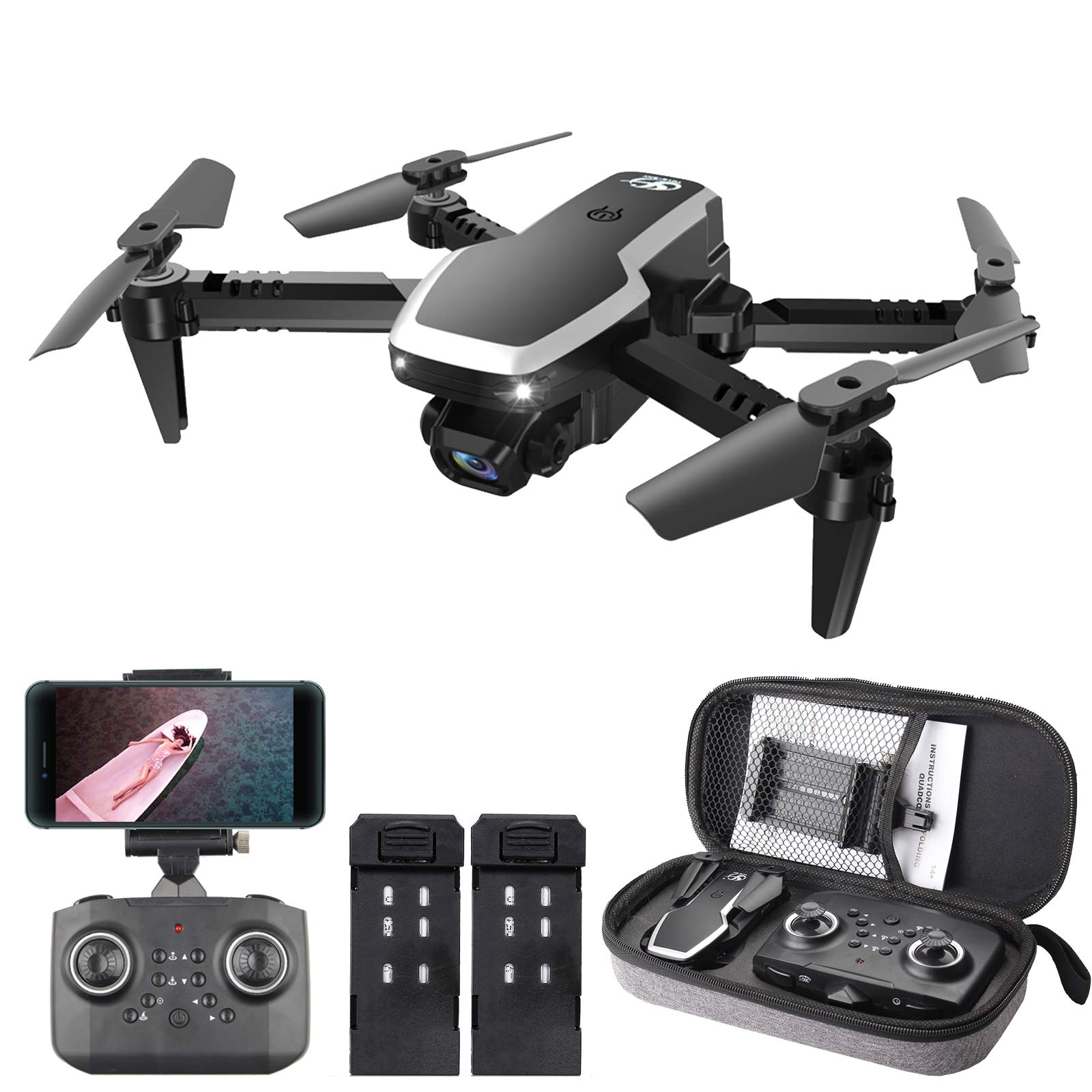Goolsky CSJ S171 PRO RC Quadcopter with Camera 4K,Mini Quadcopter Dual Camera Foldable Quadcopter for Kids with Function Trajectory Flight Headless Mode 3D Flight Auto Hover 2 Battery