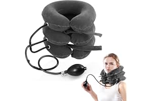 Pogcay Cervical Neck Traction Device, Neck Stretcher, Neck Traction Device for Neck Pain Relief, Cervical Neck Traction Device, Inflatable Neck Brace & Neck Decompression(Gray)