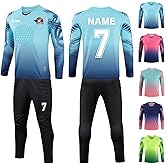 Custom Goalie Jersey Soccer for Adult/Kids Goalkeeper Jersey Personalized Long Sleeve and Pants with Name Team Logo
