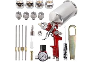 Zeinlenx HVLP Gravity Feed Spray Gun, Automotive Air Paint Spray Gun Kit, Suitable for Auto Paint, Base Coat & Touch Up (RED 4 Nozzle)