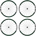 Scakbyer Reflective Stickers for Bike Wheel, 4PCS Safety Night Riding Bicycle Reflector Tape Decal Set - Green + White