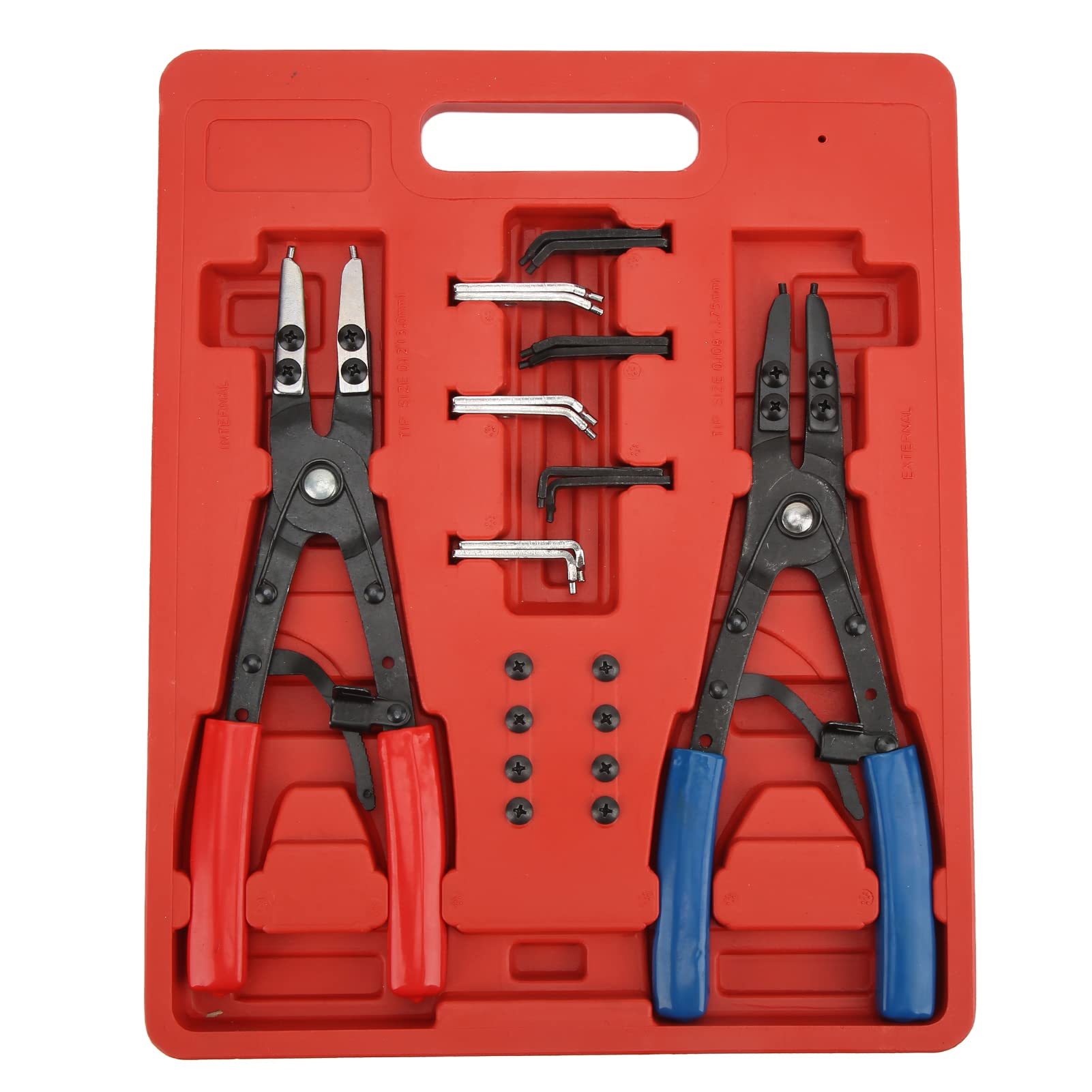 Aramox Snap Ring Plier Set, 2pcs Heavy Duty Internal External Snap Ring Pliers Universal Metal Circlip Pliers Set Car Repair Tool
