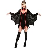 Fun Costumes Lady Dracula Women's Costume - Velour and Satin Dress with Wing Panels and Laced Collar