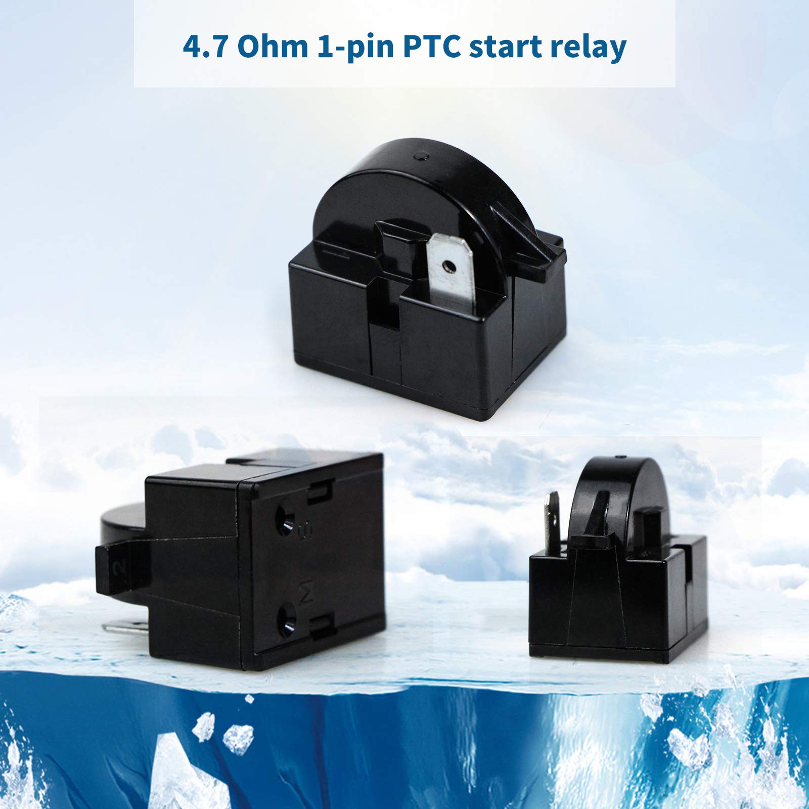 Wehhbtye 4 PCS 1 Pin Refrigerator Starter Relay QP2-4.7/4r7 and 6750C-0005P Overload Protector - Compatible With LG Compressor and Freezers