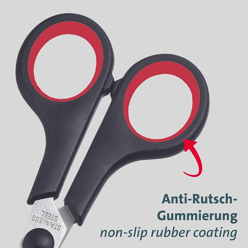 Tijeras para manualidades 14 cm – tijeras multiusos, ideales para cortar plástico, papel, cartón y más – acero inoxidable, negro, rojo