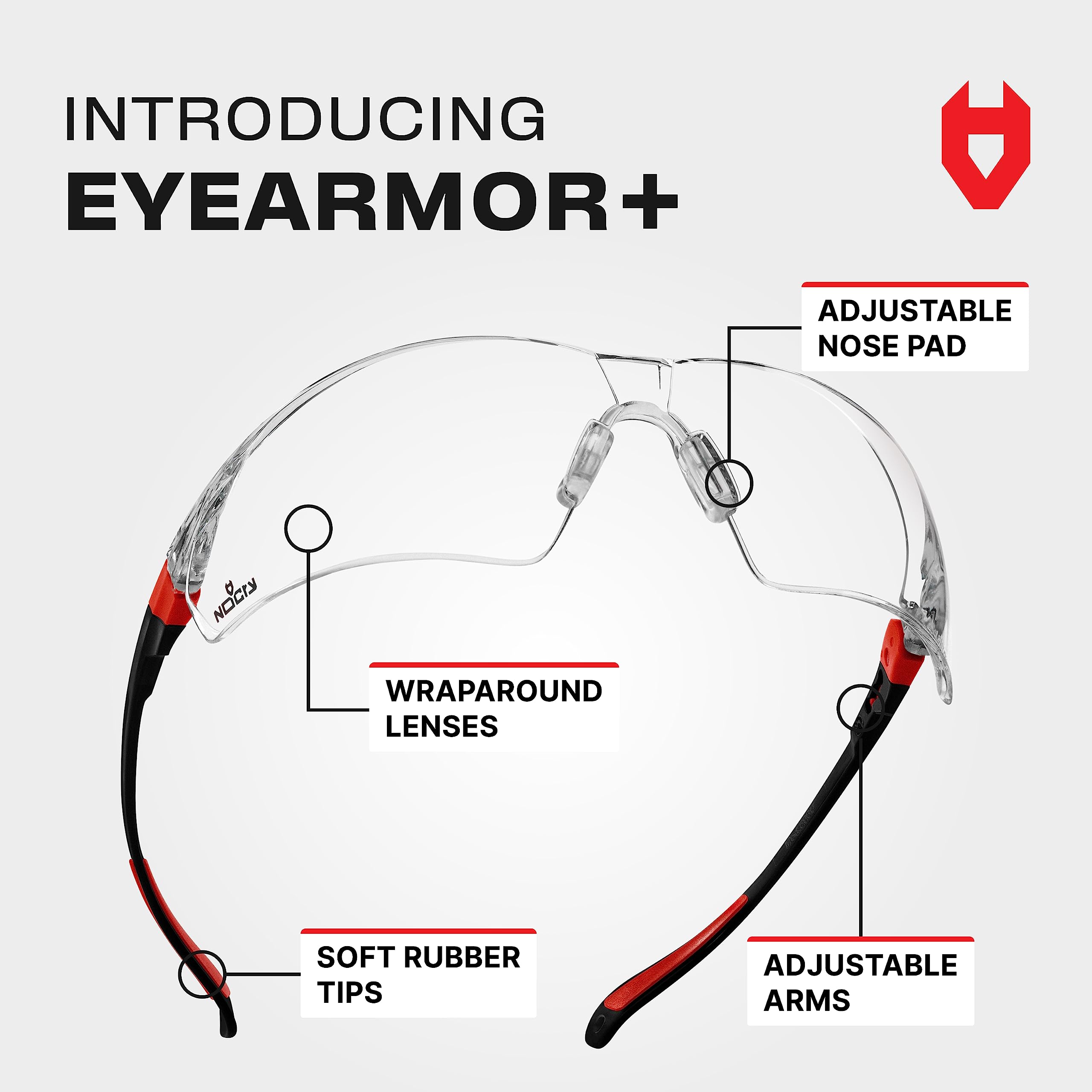 NoCry Clear Safety Glasses for Men and Women with Anti-Fog and Scratch Resistant Wrap Around Lenses, Adjustable Temples and Nose Pads — ANSI Z87 Certified Protective Eyewear with 100% UV Shielding