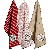 DII Holiday Kitchen Towels Embroidered Dish Towel Set, 18x28, Noel, 3 Piece