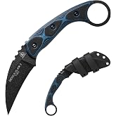 TOPS Knives Devil's Claw 2 Fixed Blade Knife, Black Traction, Kydex Sheath | Made in USA with Hawkbill Blade, Oversized Finger Ring, Full Tang and 1095 Steel for hunting and everyday carry