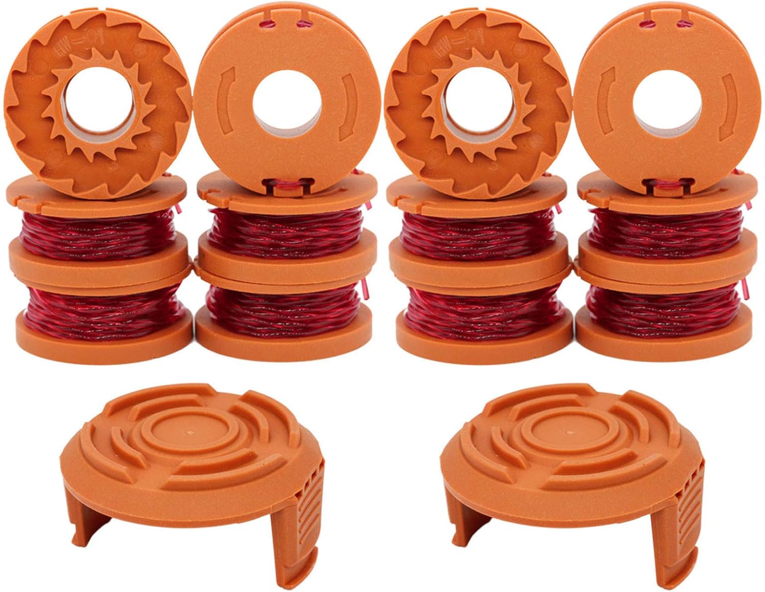 RONGJU 12-Pack Replacement Trimmer Spool Line for Worx WA0010 WG180 WG163 WG175 Electric Trimmer/Edger Weed Eater Line 10ft 0.065 ”+ 2 Pack Spool Cap Covers (12 Spools, 2 Caps) : Garden & Outdoor