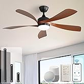 Sofucor 52" Smart Ceiling Fan, Indoor/Outdoor Ceiling Fans with Lights and Remote, Compatible with Alexa/Google/App, 3-Color Light 6-Speed Timing Reversible DC Motor for Bedroom Living Room Patio