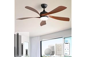 Sofucor 52" Smart Ceiling Fan, Indoor/Outdoor Ceiling Fans with Lights and Remote, Compatible with Alexa/Google/App, 3-Color Light 6-Speed Timing Reversible DC Motor for Bedroom Living Room Patio