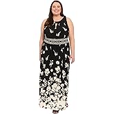 London Times Women's Sleeveless Empire Waist Halter Maxi-Summer Wedding Guest a Line Long Dress