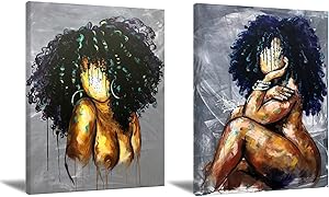 African American Wall Art Black Woman Canvas Wall Art Abstract Black Girl Wall Art Poster Modern African Wall Art Decor Artwork For Living Room Bedroom Home Office Decor Unframed