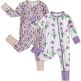 DEFAHN Baby Footless Pajamas Rayon from Bamboo 2Pcs Long Sleeve Romper Jumpsuit with Mitten Boy Girl 2-Way Zipper Sleeper PJs