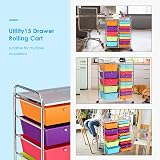 TANGZON 15 Drawer Storage Cart with Lockable Wheels Rainbow 63x37x87cm view 5