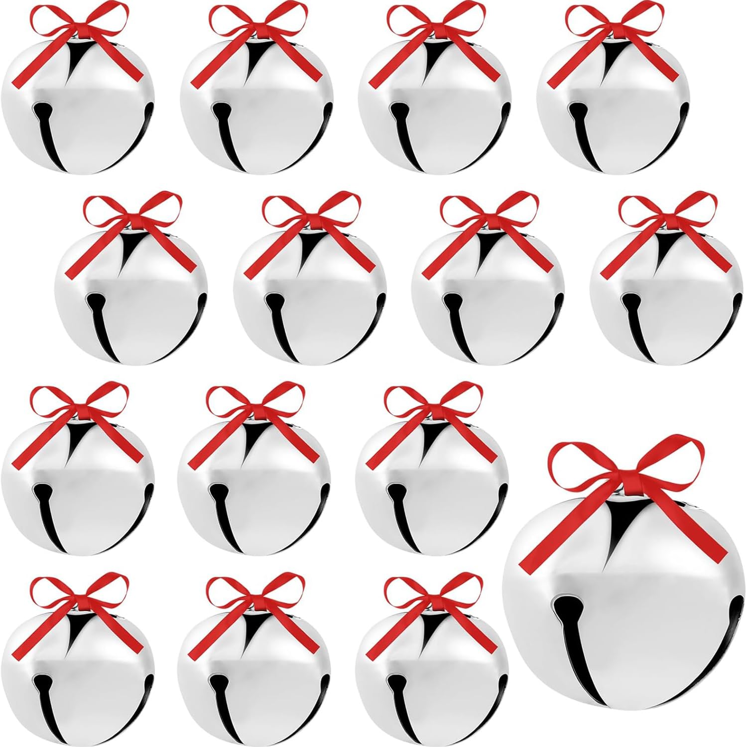 View 1 of 1.6 Inch Christmas Believe Bell Ornament Xmas Sleigh Decoration Christmas Tree Bell with Ribbon Holiday Decorations for DIY Holiday Craft Home Wedding(Silver,45 Pieces)