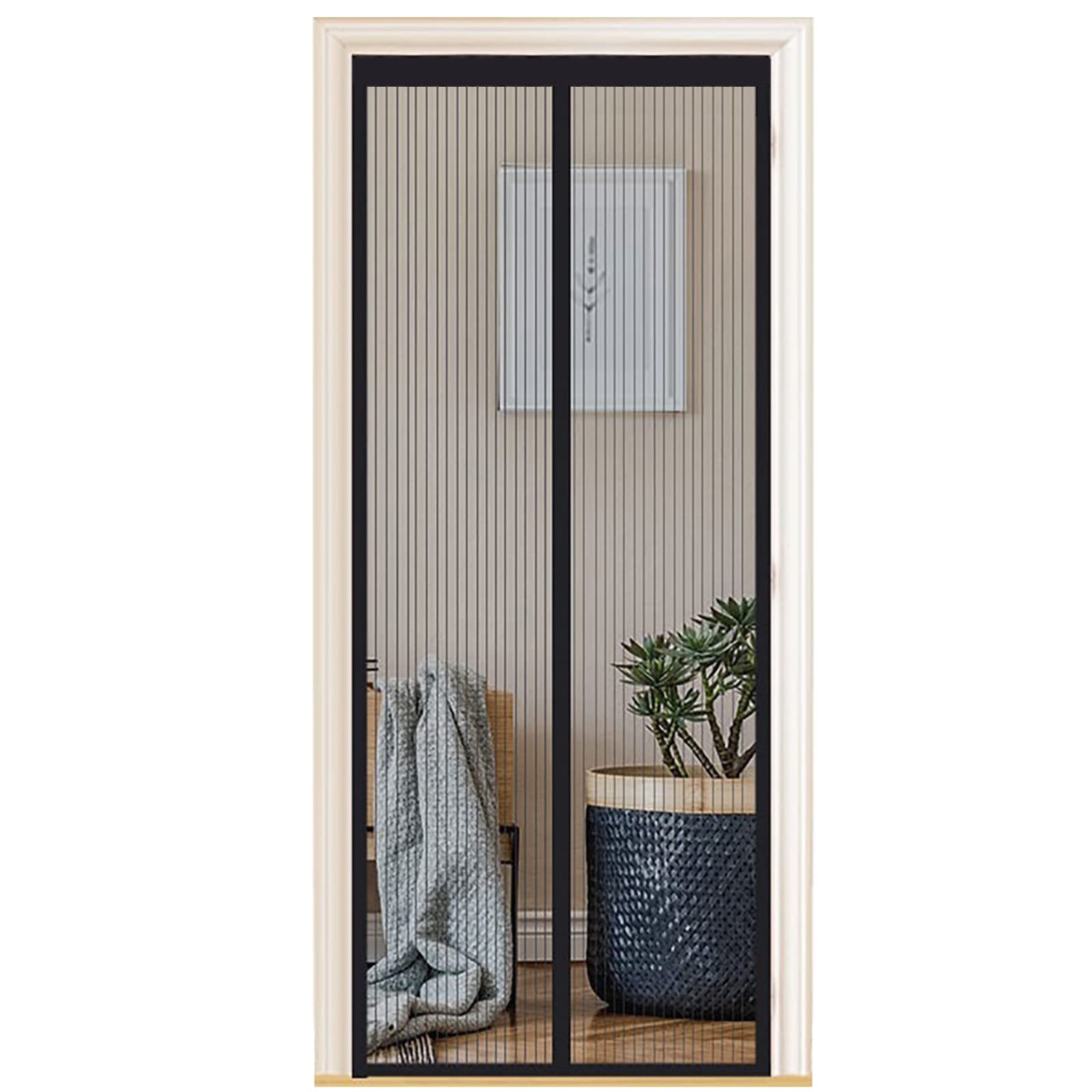 Magnetic Fly Screen Door, Hundreds of Sizes, 70 x 200cm, Anti Mosquito Mesh Curtain with Powerful Magnets, Insect Protection Door, Black Strips — image 1