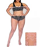 ANNTXL Floral Lace Plus Size Tights High Waist Velvet Pantyhose Sunflower Fishnet Stockings Leggings