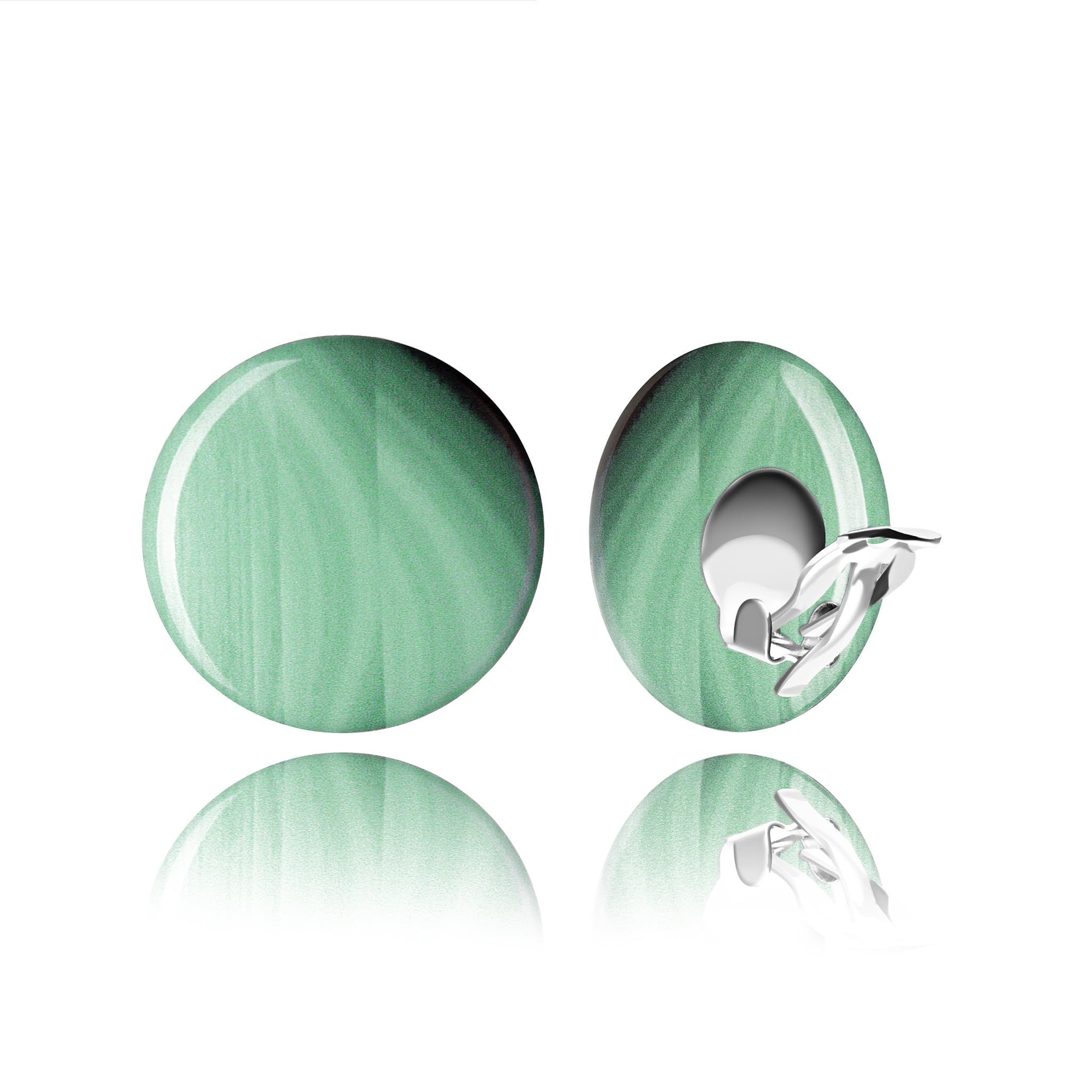 Retro Clip on Earrings for Women, Non Pierced Statement Jewellery (17 - Round Light Green)