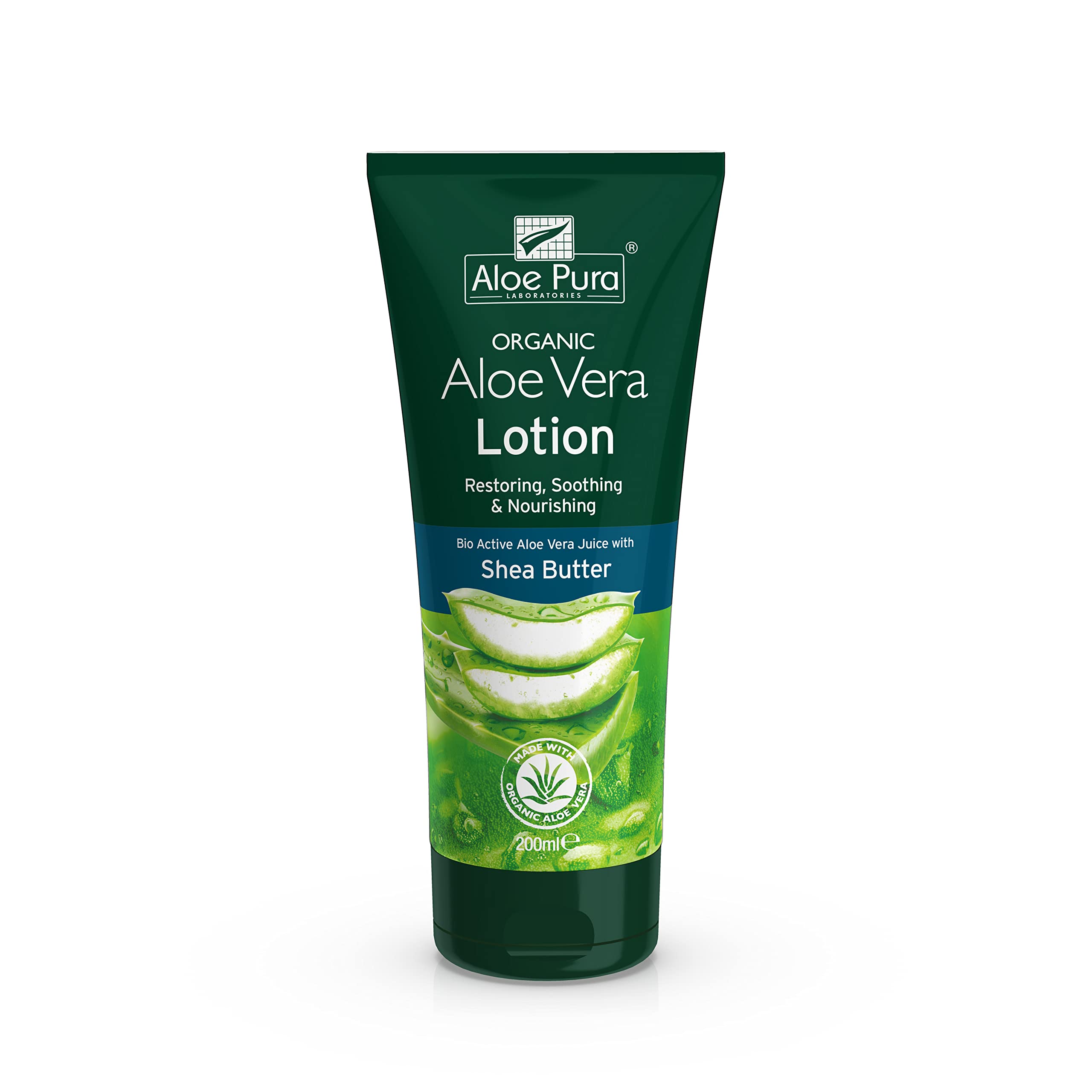 Aloe Pura Organic Aloe Vera Lotion, Natural, Vegetarian, Cruelty Free, Paraben & SLS Free, Soothing, Moisturising, 200 ml