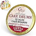 Cakebon Cake Boards - Sturdy 1/2 Inch Thick Drums - 12 Inch Professional Smooth Straight Edges Gold 12-Pack