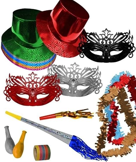 Caprilo Lote De 10 Bolsas De Cotillones Decorativos Sombrero Copa Veneciano Cotillon Para Fiestas Y Eventos Decoracion Original Para Bodas Comuniones Cumpleanos Y Fin De Ano Nochevieja Amazon Es Hogar
