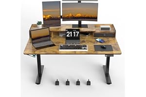 ExaDesk 55×30 Inch Electric Standing Desk with 2 Drawers, Adjustable Height Widened Stand Up Desk with Storage Shelf, Sit to Stand Ergonomic Workstation for Home Office