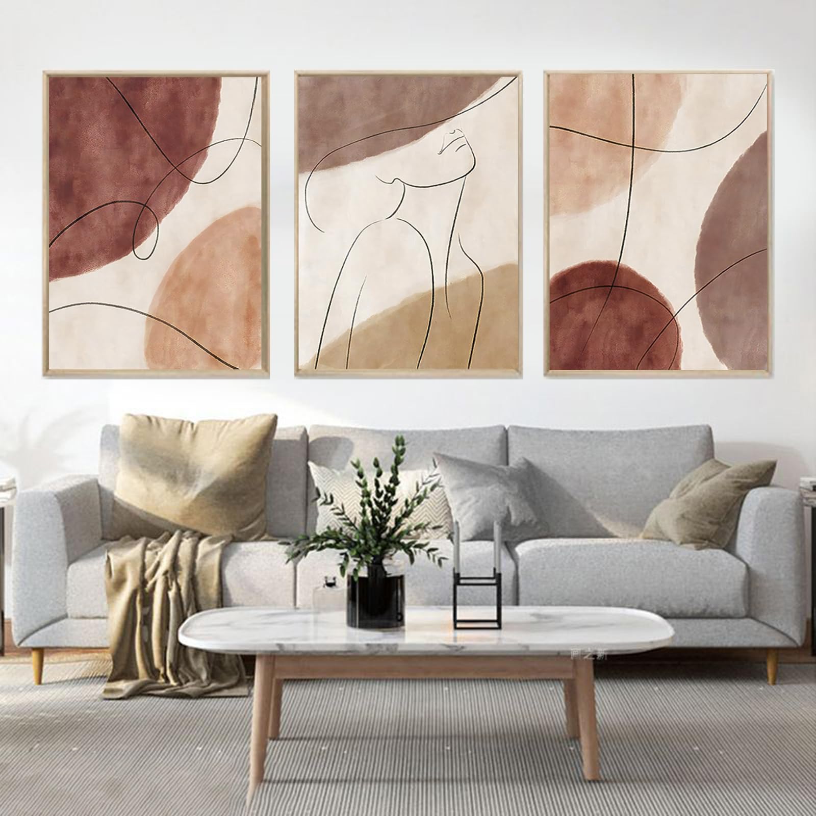 UGZDEA Abstract Canvas Posters Set of 3, Modern Geometry Shapes Canvas Pictures Living Room Bedroom Decoration Picture without Frame(E,3x40x60cm)
