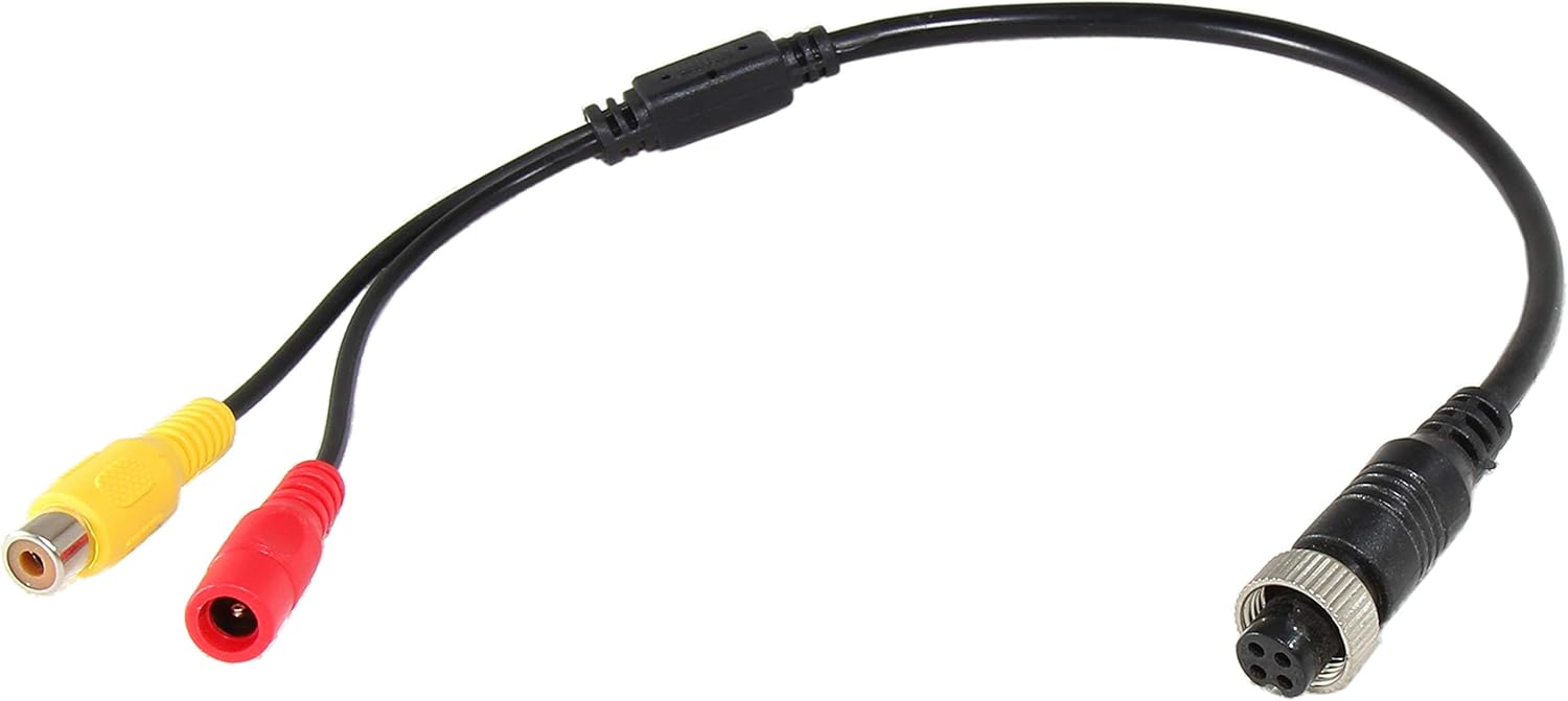 RED WOLF 4 PIN Female to RCA/AV Adaptor Video Wiring Loom Cable Lead for Rear View Camera Monitor CCTV DC Connector Plug Wire RCA Cinch Monitor Camera Adapter
