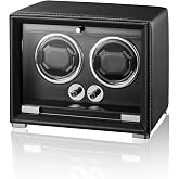 KOHUDIS KHD01 Watch Winder for 2/4/6/9 Automatic Watches, high-end Leather Making, Super Quiet Mabuchi Motor, Two Power Modes, Built-in led Lights