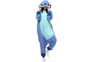 Wishliker Adult Onesie Animal Pajamas Halloween Cosplay Costumes Party Wear Blue