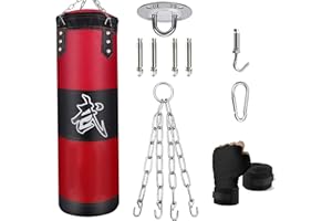 ZERUIDM Hanging Punching Bag Set Unfilled, Heavy Boxing Bags Kickboxing Bag for Adults Kids, Youth Boxing Set with Hand Wraps, Punching Bag Hangers, for MMA Muay Thai Karate Taekwondo Training