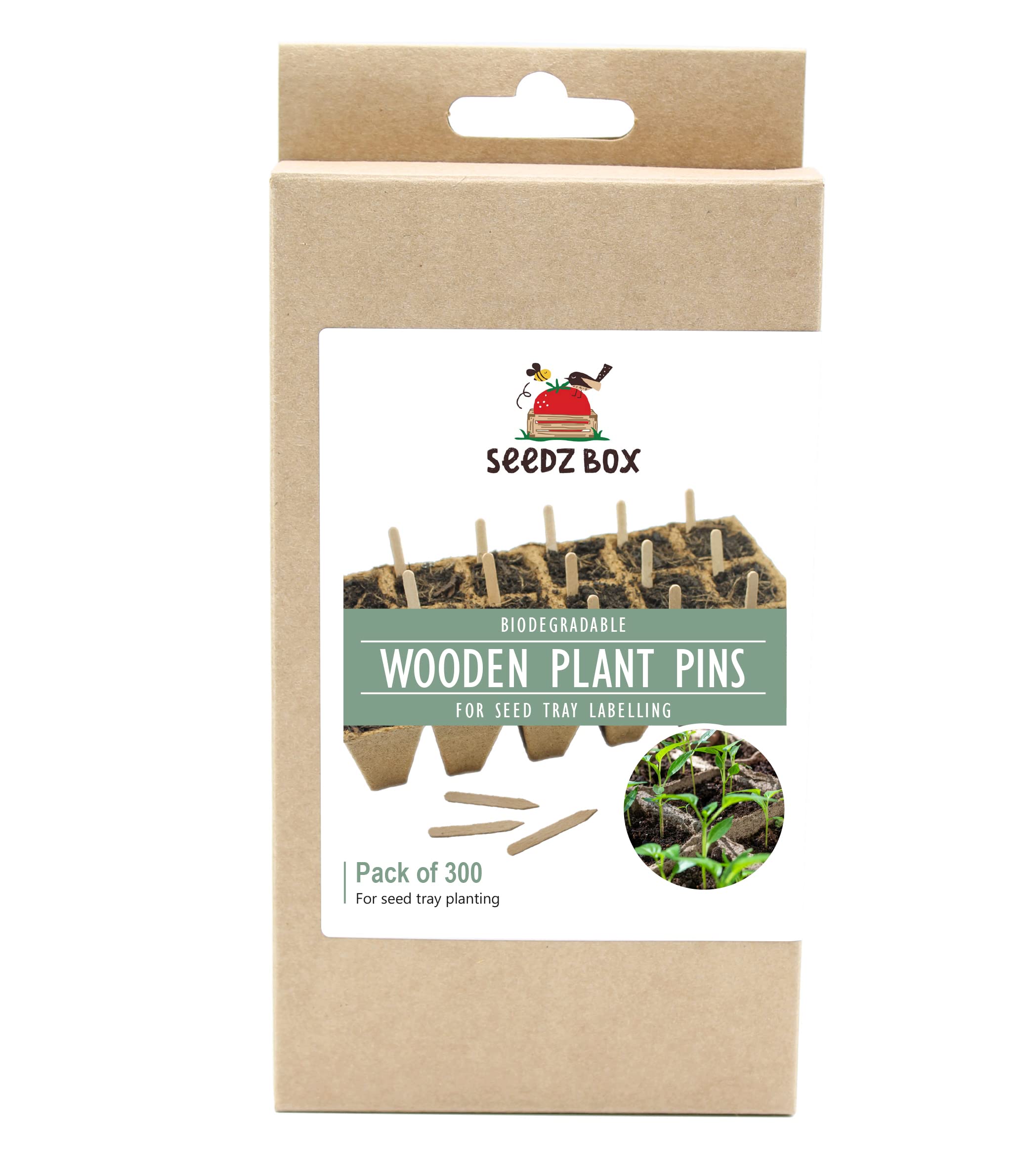 Wooden Plant Labels for Outdoor and Indoor Plants - 300 x Premium Birch Seedling Plant Labels - Mark with Pencil Ball-Point or Marker Pen - Less Smudging - Seedzbox