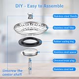 Tomario 84mm Stainless Steel Sink Plug Strainer Kitchen Drain Stopper view 4