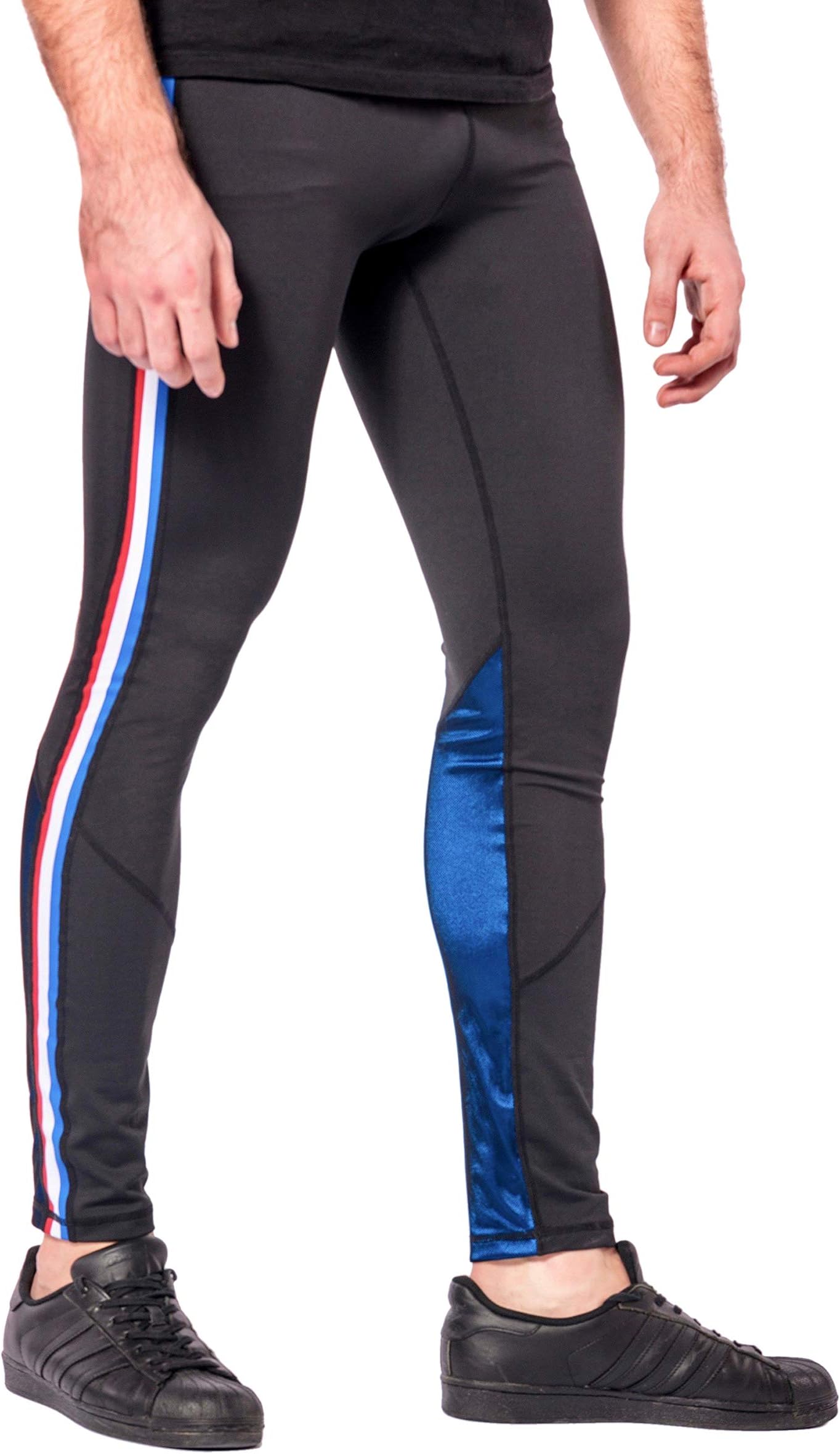 Kapow Men's Performance Leggings - Pockets, Compression Tights, Yoga Workouts Running Gym Colorful Sports Base Layer