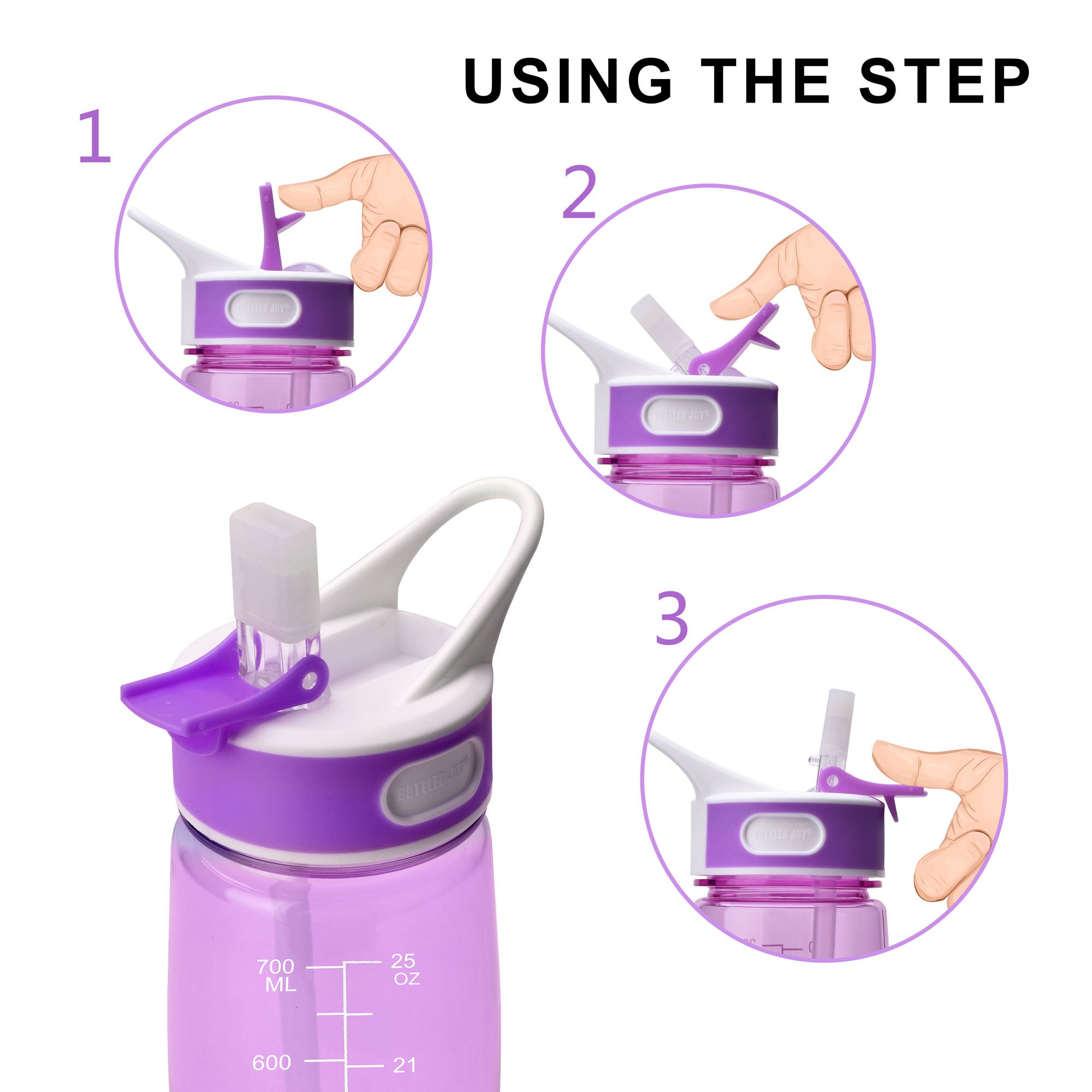 Sports Water Bottle Tritan Water Bottles Spill Proof BPA-Free for Sport Outdoor Travel Camping Picnic 800ml - Purple