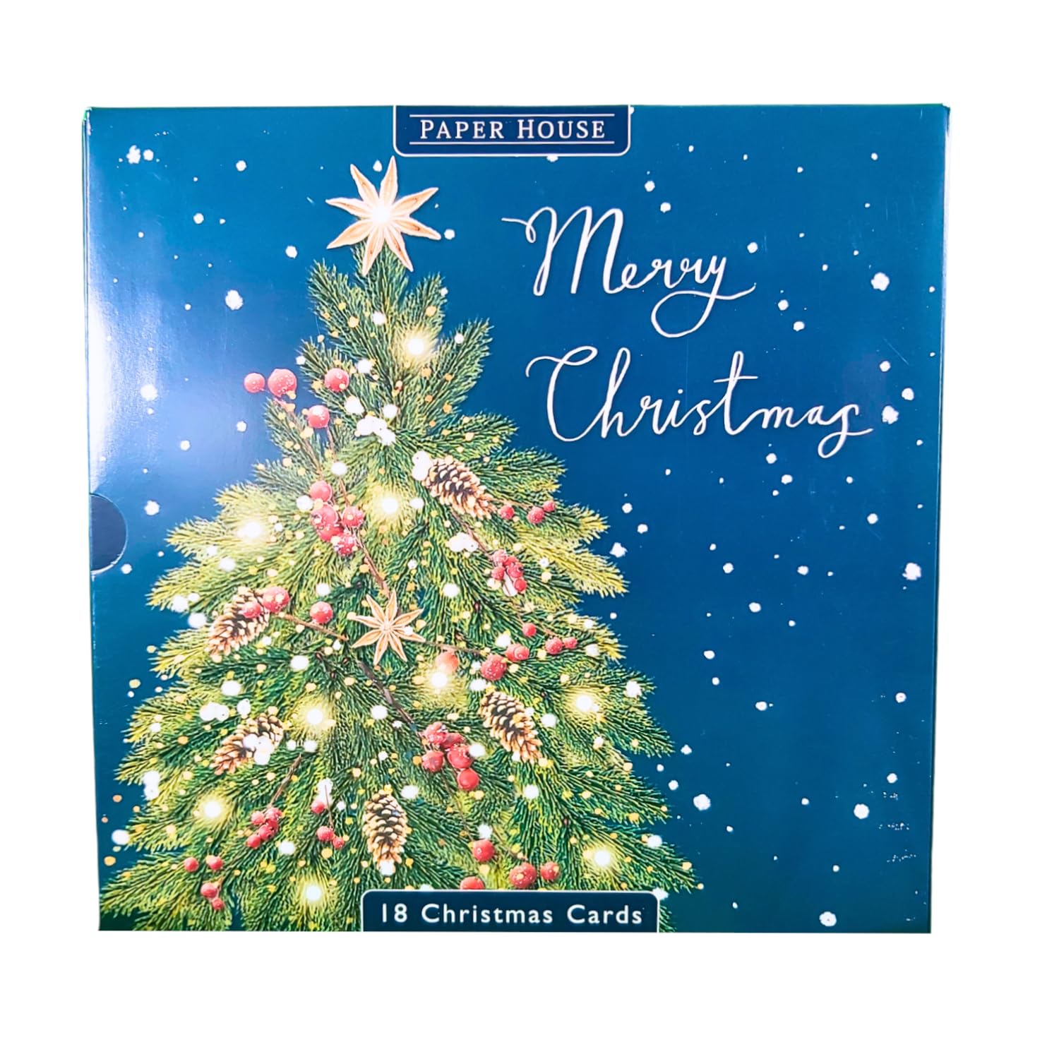 Box of 18 Paper House Festive Xmas Tree & Wreath Christmas Cards Boxed Xmas PSOP0014