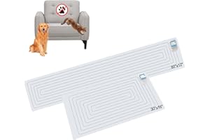 SEERWAY Scat Pet Shock Mat 2 Pieces in Different Size, Shock Pads for Dogs and Cats Training Indoor, Electric Repellent Mat Keeps Pets Off Couch, Sofa, Countertop, 3 Modes (60" x12” + 30"x16")