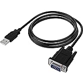 SABRENT USB 2.0 to Serial 9-Pin DB-9 RS-232 Cable, FTDI (CB-FTDI) | 6ft cable; FTDI chipset; connects serial/RS-232 devices to USB; Windows, macOS, Linux; serial to usb adapter; rs232 to usb