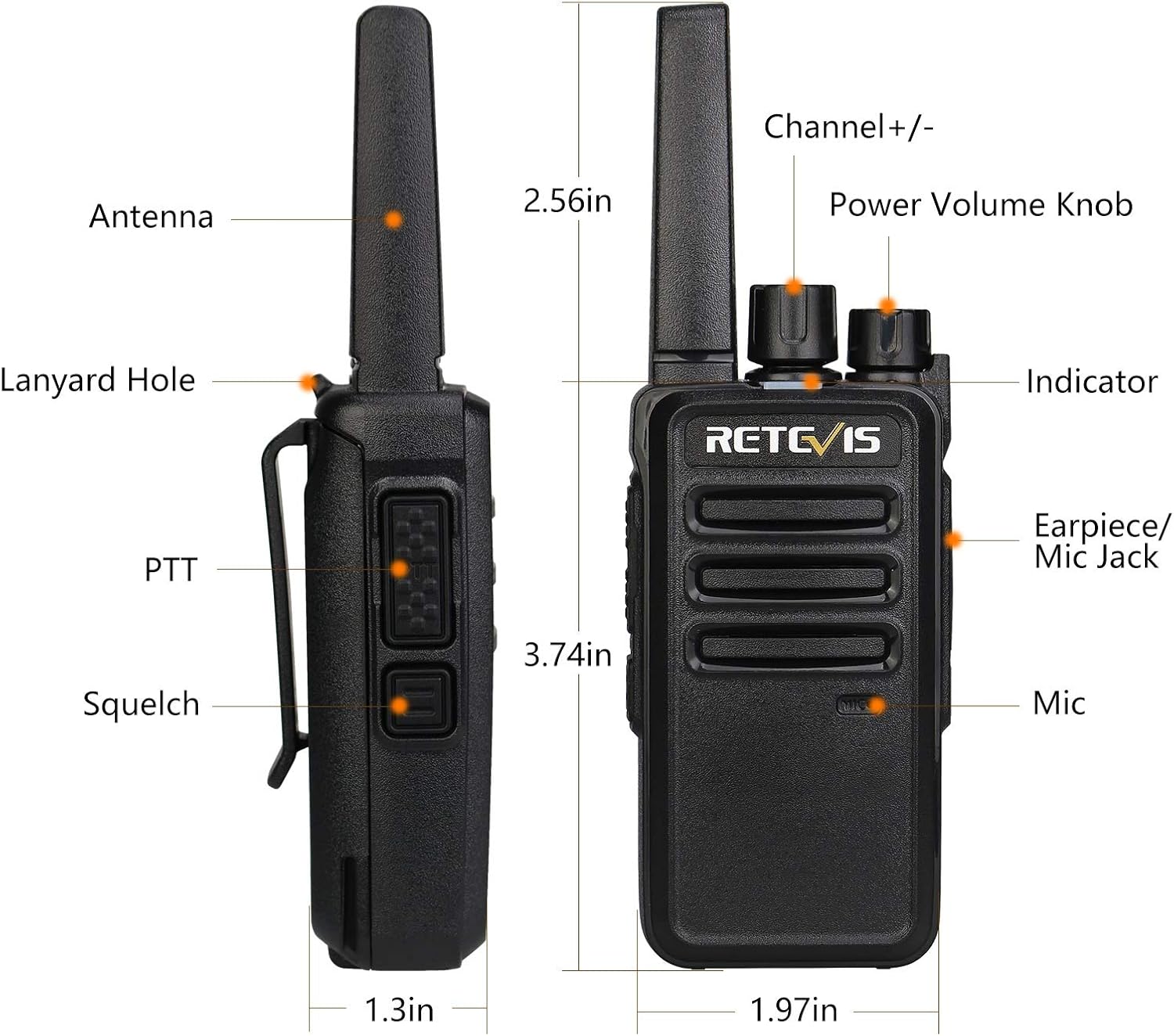 Retevis RT668 Walkie Talkies for Adults Rugged 2 Way Radios Long Range with 6-Way Charger - Image 3